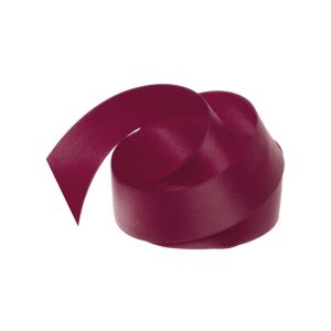 Ribbon Satin Burgundy Deluxe Double Faced 25mm x 25m #KC212525BU - Each Use this ribbon for special bouquets for weddings and events or floral bouquet creations in general. Create a luxurious and rich look with this glossy and reversible double face satin ribbon made from high-quality polyester material. The ribbon is durable and can withstand wear and tear without fraying easily. Not only perfect for floral bouqets but also for gift wrapping and packaging to add a touch of elegance and sophistication to presents and gift boxes, it can be used in fashion design to embellish garments or hats or as a sash, as well being used for wedding decorations, and other event decor to add a pop of color and texture to the design.