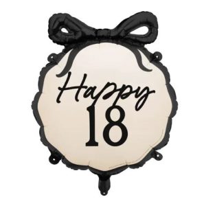 53cm Happy 18 Black Foil Balloon #PDFB26618 - Each (Pkgd.)