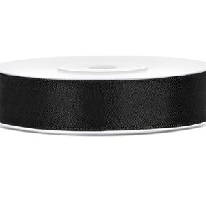 Ribbon Satin Black 25M long x 12mm wide #PDTS12010 - Each