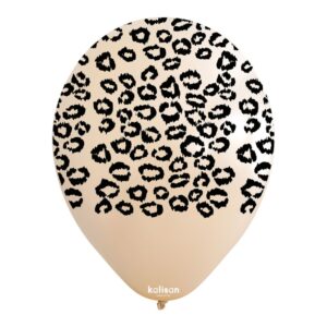 30cm Round Blush Safari Leopard with Black Print Kalisan Latex Balloons #21254703 - Pack of 25