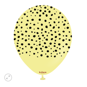30cm Round Macaron Yellow Safari Cheetah with Black Print Kalisan Latex Balloons #21256473 - Pack of 25