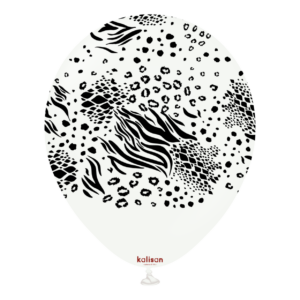 30cm Round White Safari Mutant with Black Print Kalisan Latex Balloons #21257563 - Pack of 25