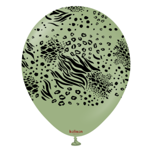 30cm Round Eucalyptus Safari Mutant with Black Print Kalisan Latex Balloons #21257573 - Pack of 25