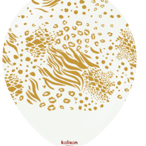 30cm Round White Safari Mutant with Gold Print Kalisan Latex Balloons #21258733 - Pack of 25