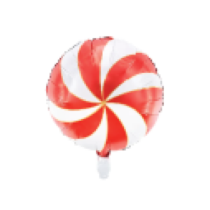 35cm Round Candy Swirl Red Foil Balloon #25PD26107007 - Each (Pkgd.)