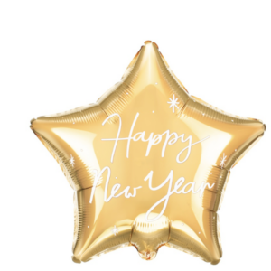 50cm Star Happy New Year Gold Foil Balloon #25PD26148 - Each (Pkgd.)