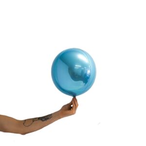 Loon Balls Metallic Light Blue 25cm Balloons #287623 - Each (Pkgd) Perfectly round foil sphere - 10" size - Helium Or Air Inflate. Recommended to start inflation with a hand pump then move to a latex or bubble regulator and finish inflation with the hand pump until all creases fully disappear. Please be aware when inflating: Do NOT put nozzle too far into the balloon, if inserted too far or inflated too fast or with too much pressure the valve will damage and leak.