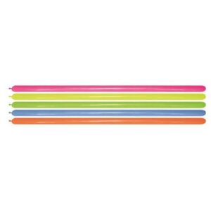 260s Neon Assorted Sempertex Plain Latex #30206105 - Pack of 100  Fuchsia, Yellow, Green, Blue, Orange.