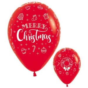 30cm Round Merry Christmas Wreath Fashion Red Sempertex Latex #3022239625 - Pack of 25