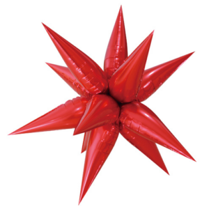100cm Starburst Red Foil Balloon Air Fill ONLY #H0598 - Each (Pkgd.) Air inflation only.