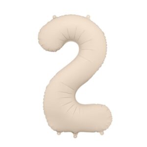 86cm Number 2 Beige / Grey Foil Balloon #PDFB1T-2-013J - Each (Pkgd.) Self Sealing Valve - Fill with Air or Helium.