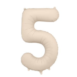 86cm Number 5 Beige / Grey Foil Balloon #PDFB1T-5-013J - Each (Pkgd.) Self Sealing Valve - Fill with Air or Helium.