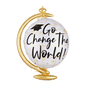 Go Change The World Globe Foil Balloon Helium/Airfilled 70cm- #SWBFGLOBEGRAD- Each (Pkgd).
