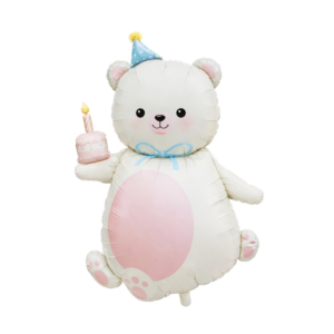 White and Pink Teddy Bear Foil Balloon Helium/Airfilled 100cm - #SWBFWHIPINKBEAR- Each (Pkgd).